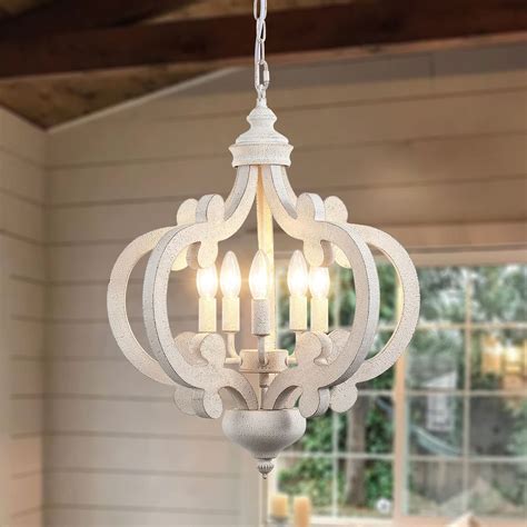 ETONIMERR Wooden French Country Chandelier Light Fixture Ceiling 5