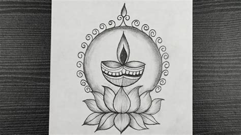 How To Draw Diya For Diwali Festival Diya Pencil Drawing Very