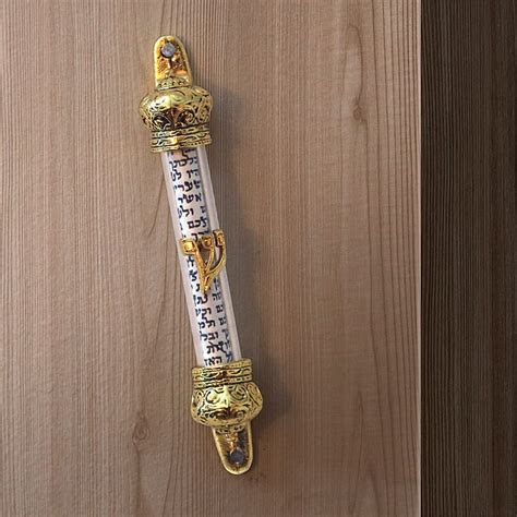Home And Kitchen Mezuzahs Gold Plated Royal Cz Gemstone Crown Mezuzah And