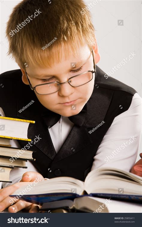 Smart Looking School Boy Reading Book Stock Photo 25855411 Shutterstock
