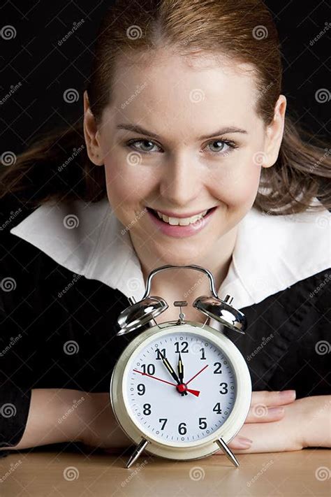 Businesswoman With An Alarm Clock Stock Photo Image Of Clock Alone