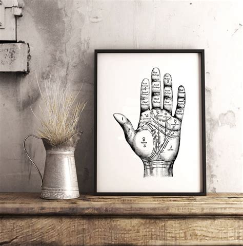 Palm Reading Art Print Palmistry Hand Diagram Wall Art Etsy