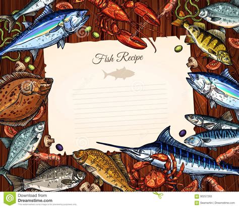Download Vector Template Of Blank Paper For Fish Recipe Stock Vector - Illustration of border, fishing ...