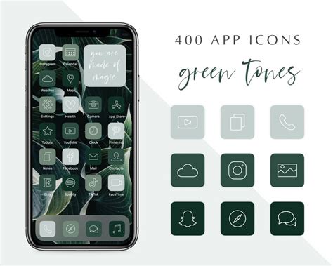 400 Green IOS 14 App Icons Green IOS 14 App Covers App Icons Etsy