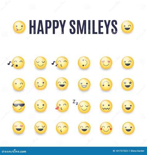 Happy Smileys Vector Icon Set Emoticons Pictograms Collection Happy