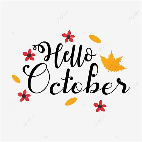 Hello October Clipart Transparent Background Hello October Hand Drawn