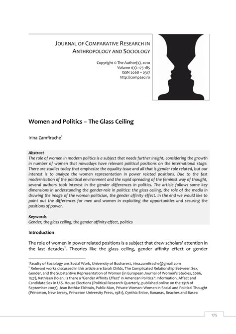 Pdf Women And Politics The Glass Ceiling