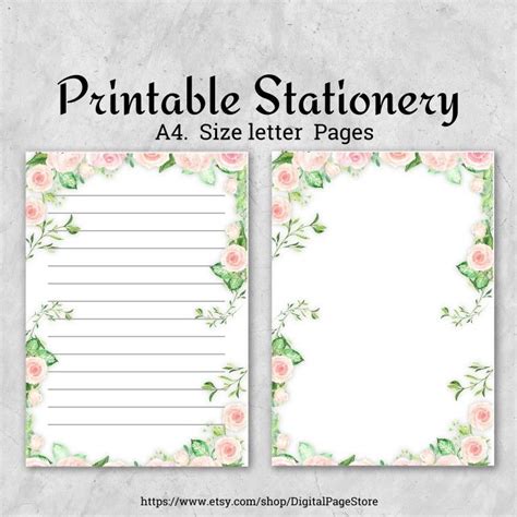 Printable Notes Lined Stationary Unlined Journal Page Etsy