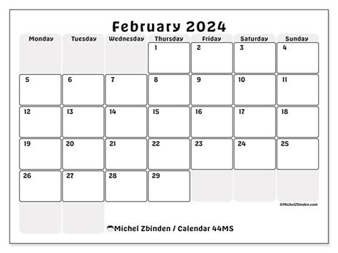 Calendar February 2024 44 Michel Zbinden En
