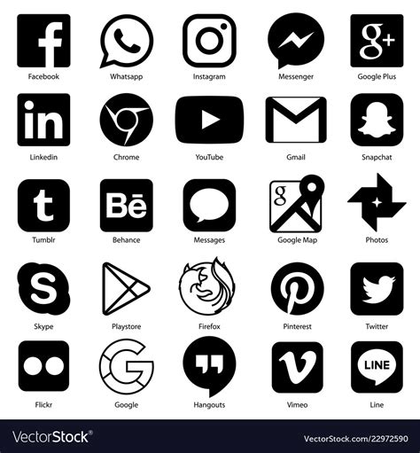 Social Media Icon For Facebook Whatsapp Skype Vector Image