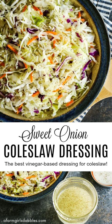 The sugar needs to dissolve and the flavors marry before this makes a really good vinegar slaw. Mom's Sweet Onion Coleslaw Dressing | Recipe | Coleslaw ...