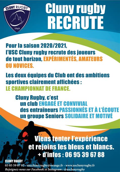 Recrutement Saison Us Cluny Rugby