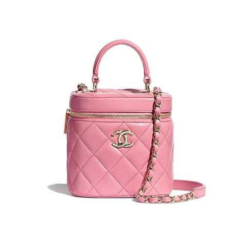 Lambskin And Gold Tone Metal Pale Pink Vanity Case Chanel Bags