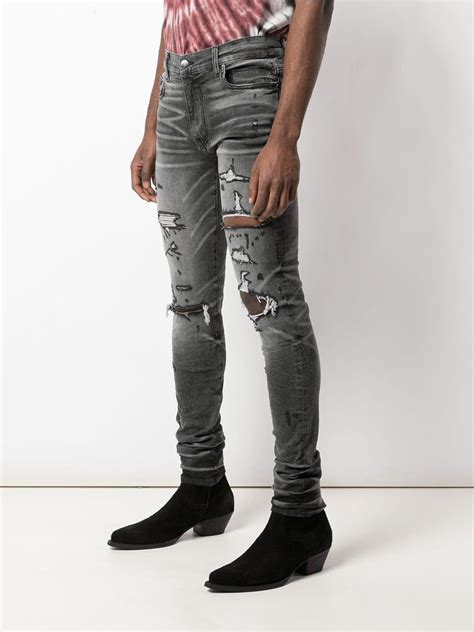 Amiri Denim Distressed Skinny Jeans In Black For Men Lyst