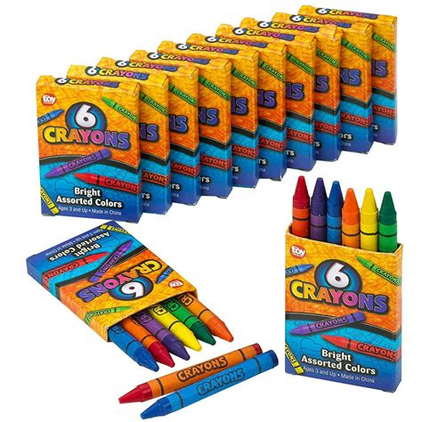 Crayon Set 12 Packs With 6 Pieces Assorted Coloring Pencils In Each