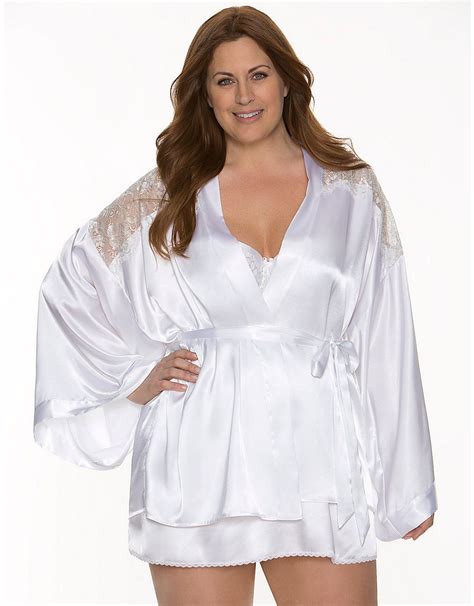 Plus Size Charmeuse And Lace Bridal Robe By Cacique Lane Bryant Lace Bridal Robe White Bridal