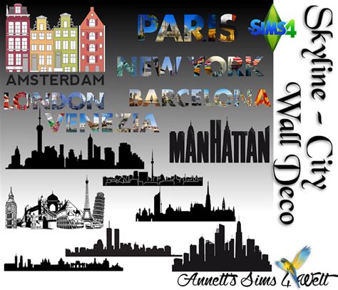 Sims 4 Ccs The Best Skyline City Wall Deco By Annett85