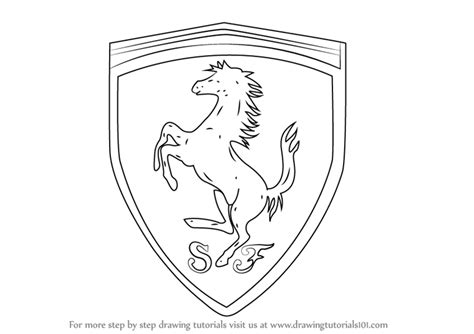 Learn How To Draw Ferrari Logo Brand Logos Step By Step Drawing