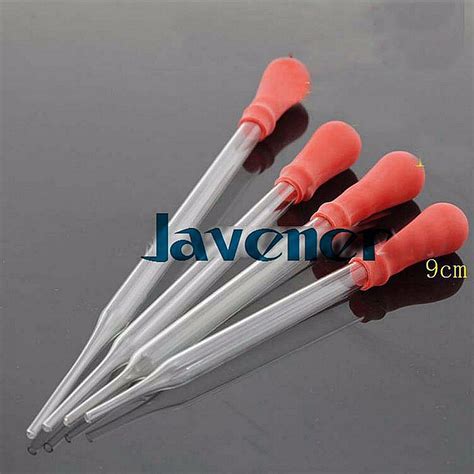10pcs Durable Long Glass Pipette Dropper Lab Supplies With Red Rubber
