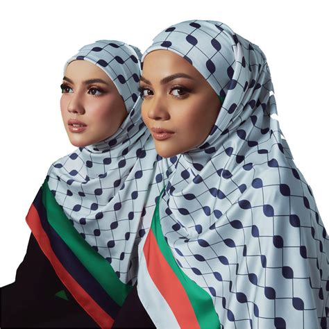 Shawlpublika Palestine Printed Square Tudung Bawal Tudung Satin