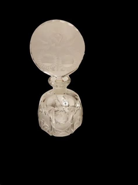 Vintage Cut Crystal Glass Perfume Bottle Etched Engraved Stopper 40 00 Picclick