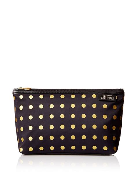 Kate Spade Saturday Black With Gold Dots Cosmetic And Toiletry Bag