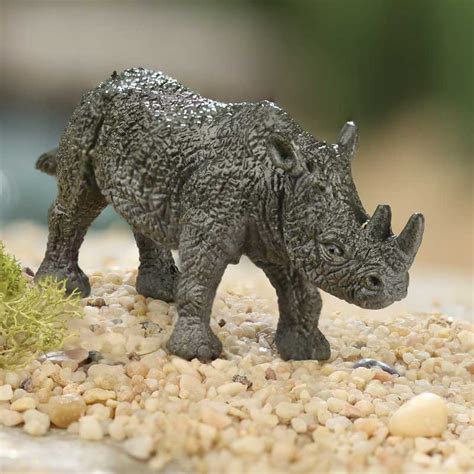 Miniature Black Rhino Animal Miniatures Dollhouse Miniatures Doll