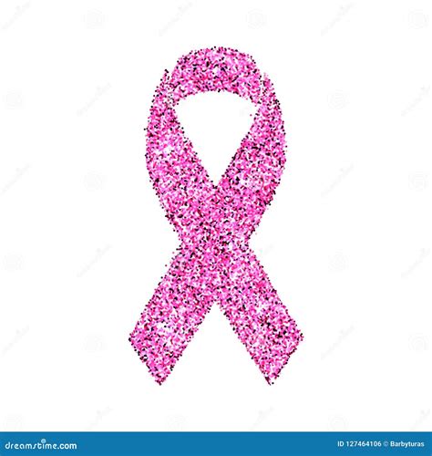 Pink Ribbon Pink Glitter Ribbon Symbol Of Breast Cancer Awareness On