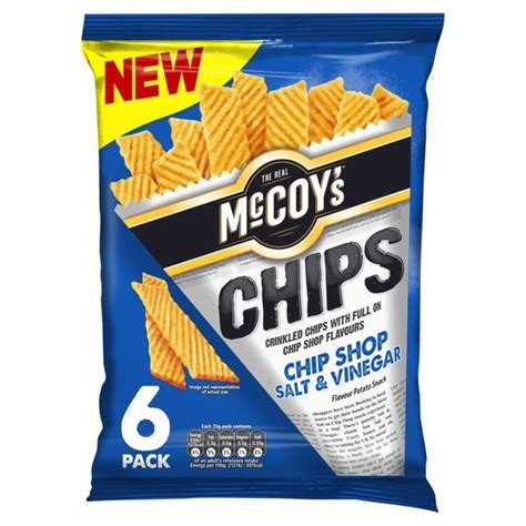 Mccoys Chips Chip Shop Salt And Vinegar Flavour 25g X 6 Approved Food