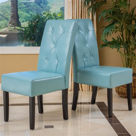 Taylor Teal Bonded Leather Dining Chair Set Of 2