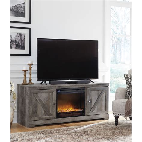 Signature Design By Ashley Wynnlow Large Tv Stand In Rustic Gray Finish