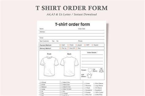 T Shirt Order Form Gráfico por watercolortheme Creative Fabrica