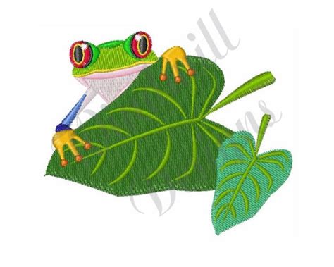 Frog And Leaf Machine Embroidery Design Embroidery Designs Etsy