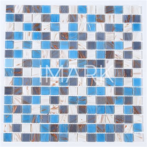 Aqua Blue Ocean Mesh Mounted Squares Glass Floor And Wall Tile China