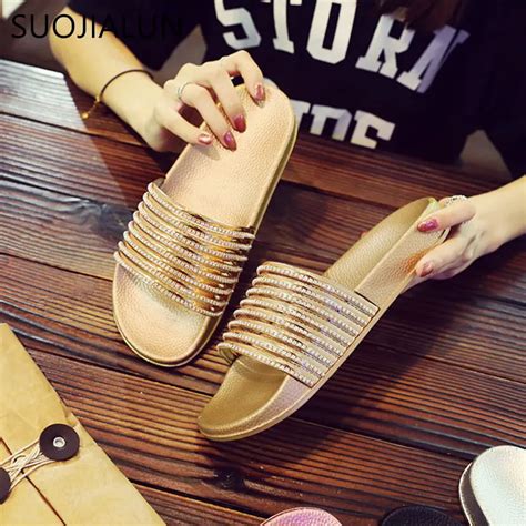 suojialun summer women slippers crystal open toe beach slides slip on flip flops women casual