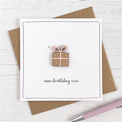 Birthday Present Card Wooden Topper By Cloud 9 Design