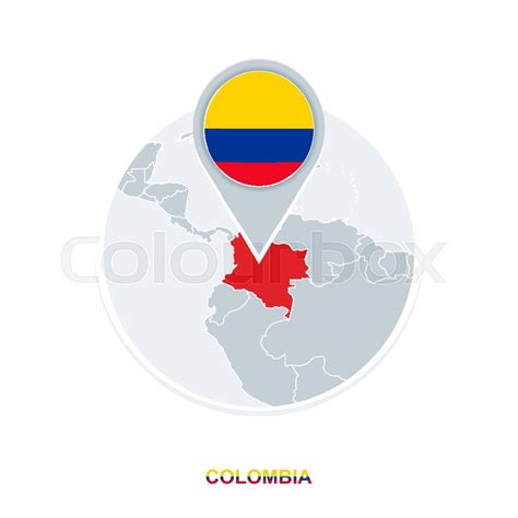 Colombia Map And Flag Vector Map Icon Stock Vector Colourbox