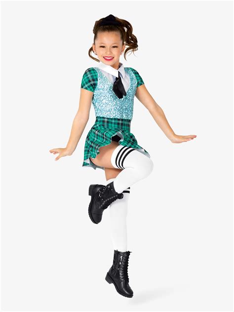 Girls Performance Plaid And Sequin School Uniform Costume Set Gracie