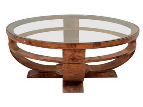 Round Wood Coffee Table With Glass Top Round Art Deco French Glass