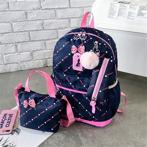 veryke veryke 3pcs backpacks for teenage girls for school dark blue nylon backpacks for girls
