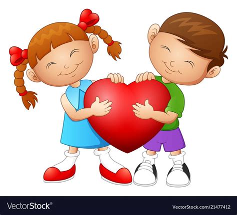 Illustration Of Cartoon Couple In Love Holding Heart Download A Free