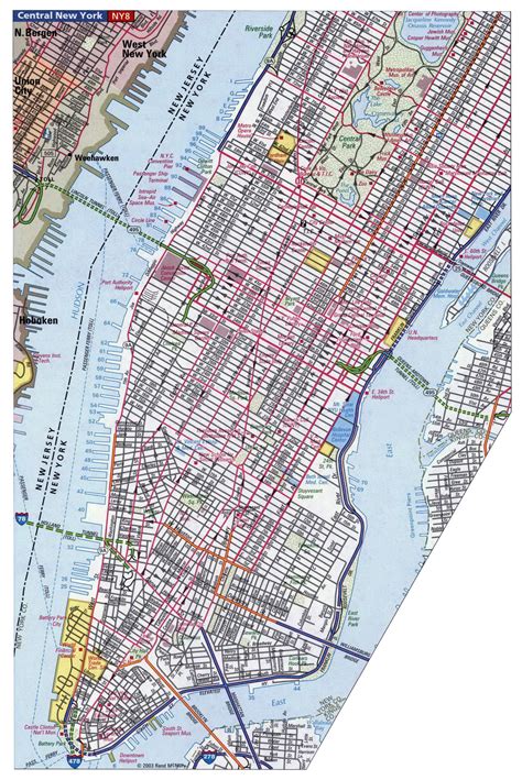 Detailed Street Map Of Manhattan Nyc New York Usa United States