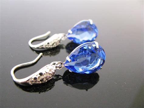 Sapphire Blue Swarovski Crystal Earrings On Luulla