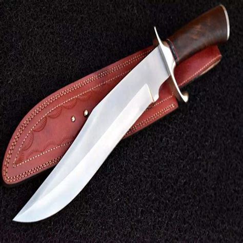 Custom Handmade D Steel Bowie Knife With Walnut Handle Red Knives
