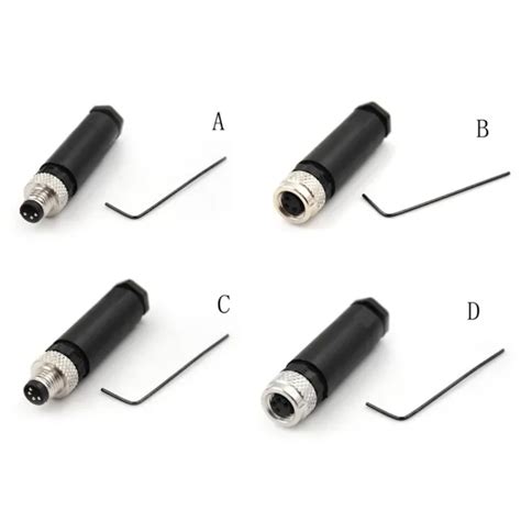 Sensor Connector M8 Male Female Screw Threaded Plug Coupling 3 4 Pin A