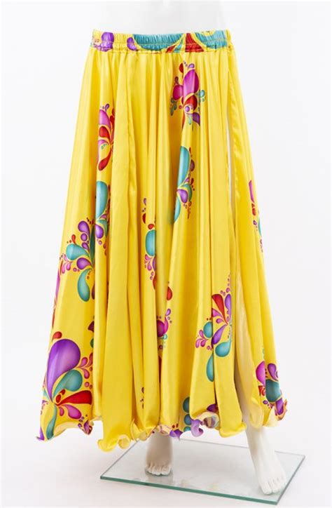 silky satin skirt yellow splash print bellydance boutique uk