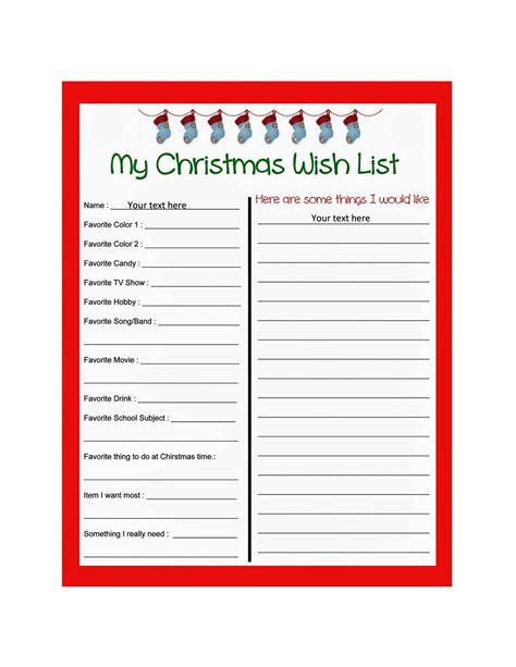 Free Printable Christmas Wish List Templates PDF Word Excel