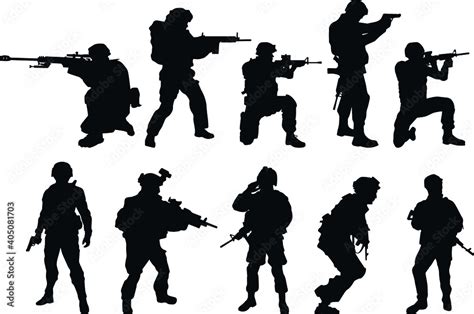 Silhouettes Of Us Soldiers Silhouettes To Represent Soldiers Stock