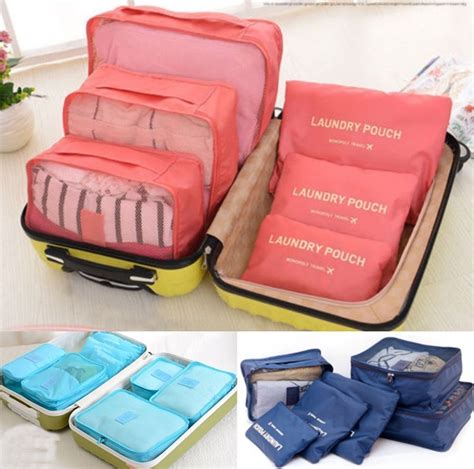 6 Pcsset Waterproof Clothes Storage Bags Packing Cube Travel Luggage
