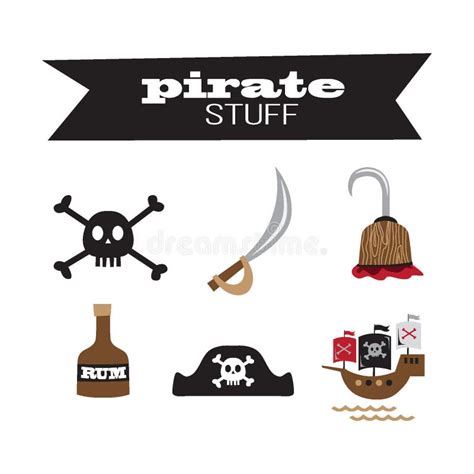 Pirate Stuff For Decoration And Children Player Stock Vector